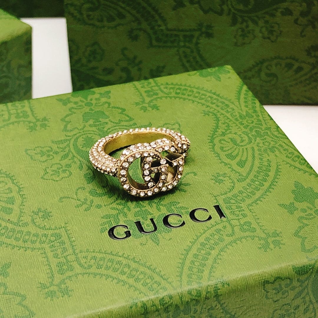 18K Double Gucci Crystal Ring