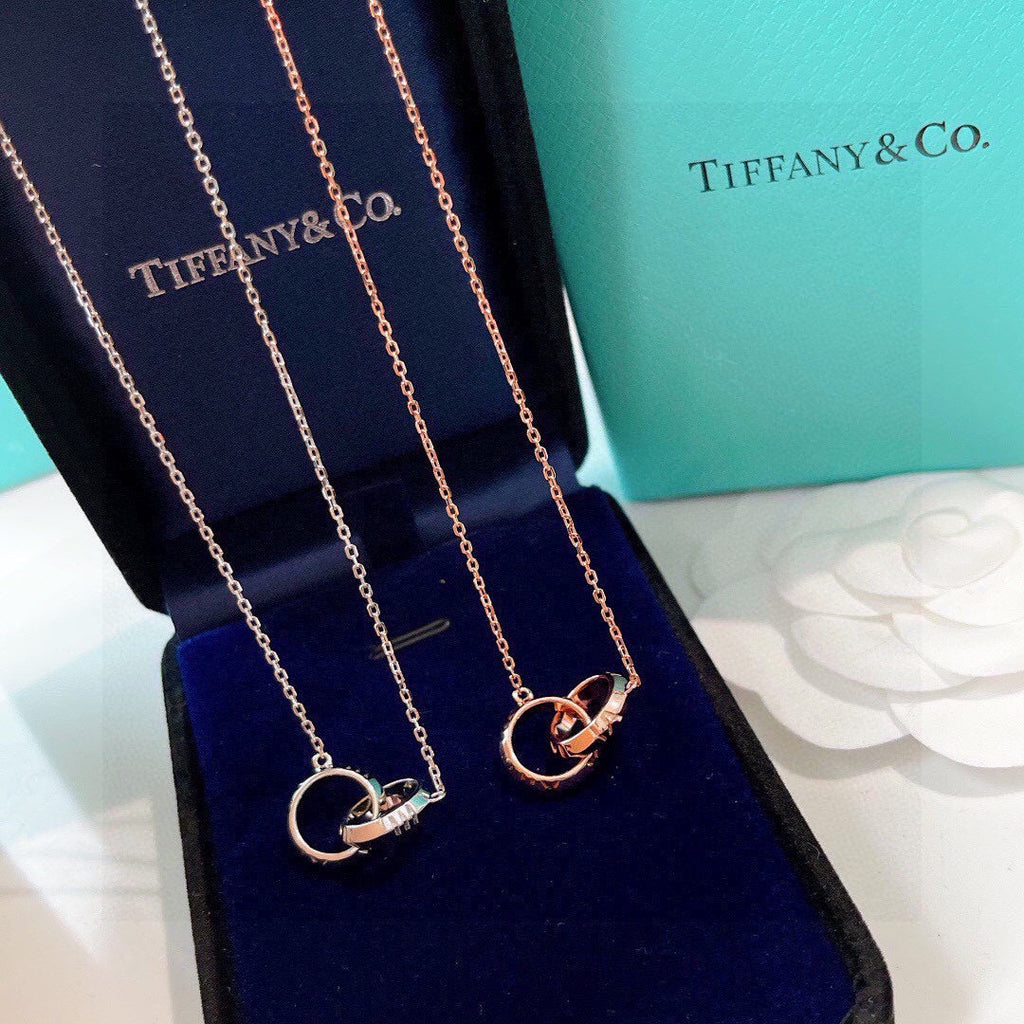 18K Tiffany Atlas X Closed Interlocking Pendant Necklace