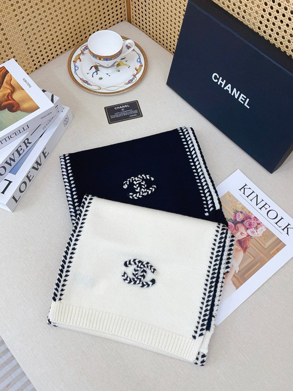 Black Knit Wool & Cashmere Scarf