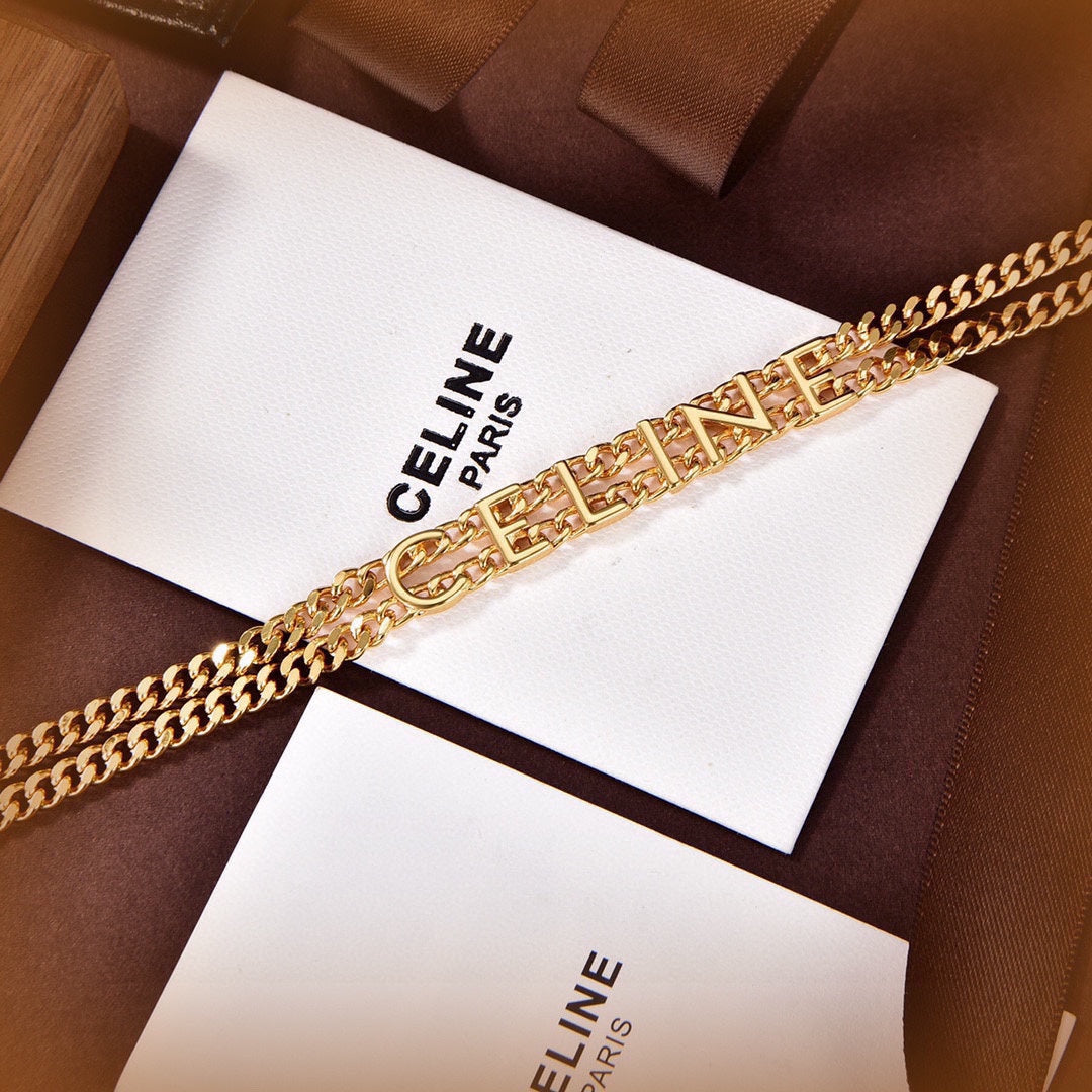 18K Celine Script Choker Necklace